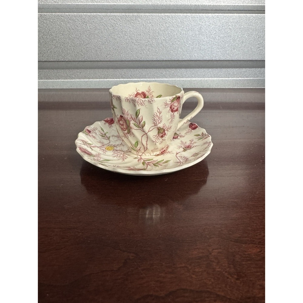 Copeland Spode "Rosalie" Demitasse Cup & Saucer Fluted Form C. 1900